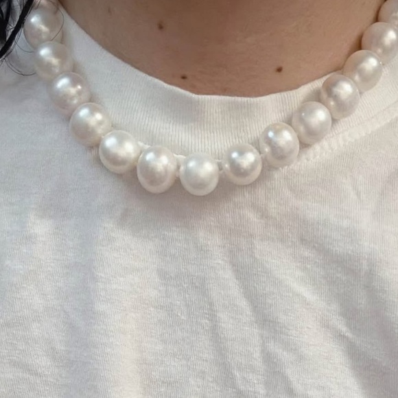 NEW XL 14K Solid Real Gold Natural XL pearl necklace like Angelina Jolie 😍 - Picture 8 of 9